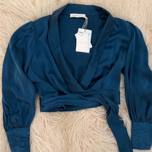Zimmermann Teal Wrap Blouse - Picture 1 of 3